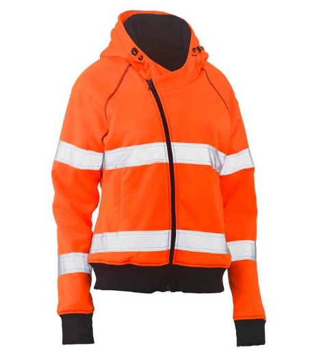 Picture of Bisley,Women's Taped Hi Vis Fleece Zip Front Hoodie With Sherpa Lining